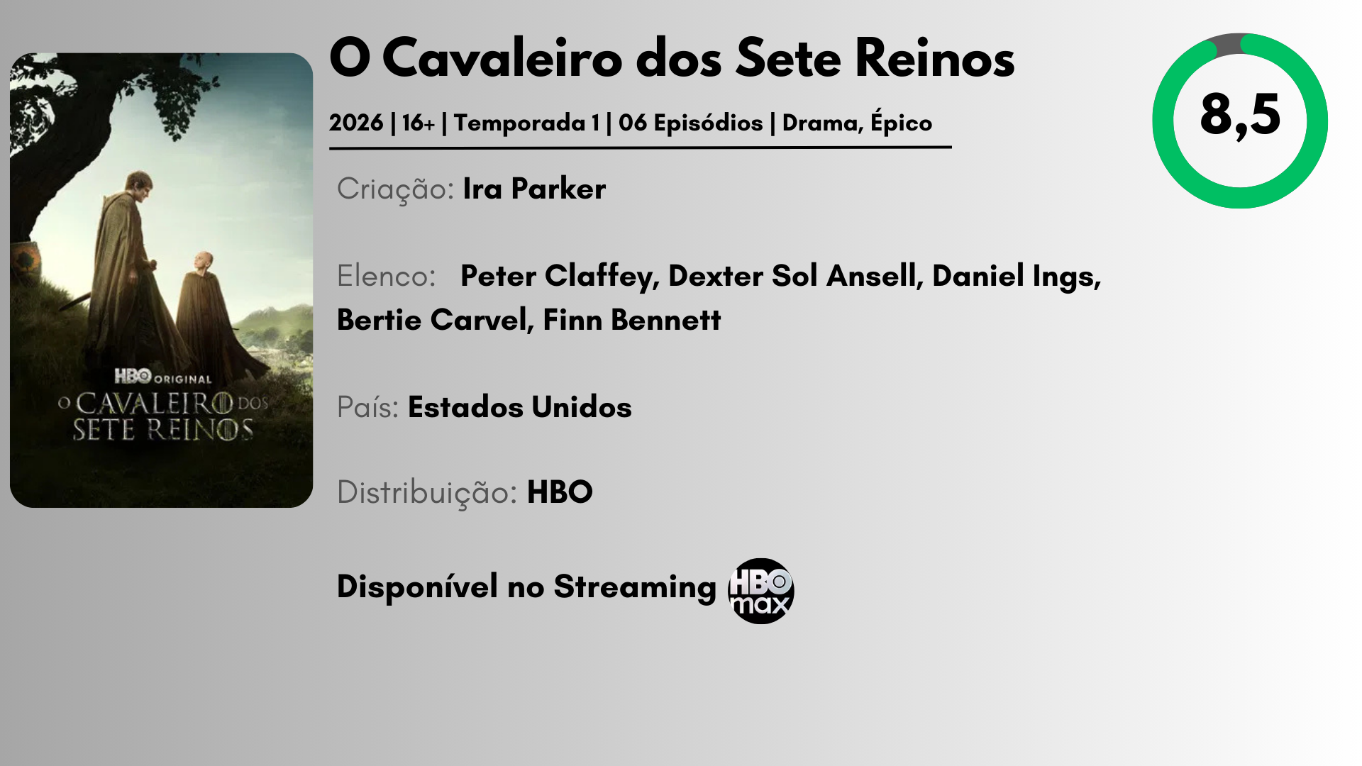 O CAVALEIRO DOS SETE REINOS writing a movie review presentation in black and white simple style